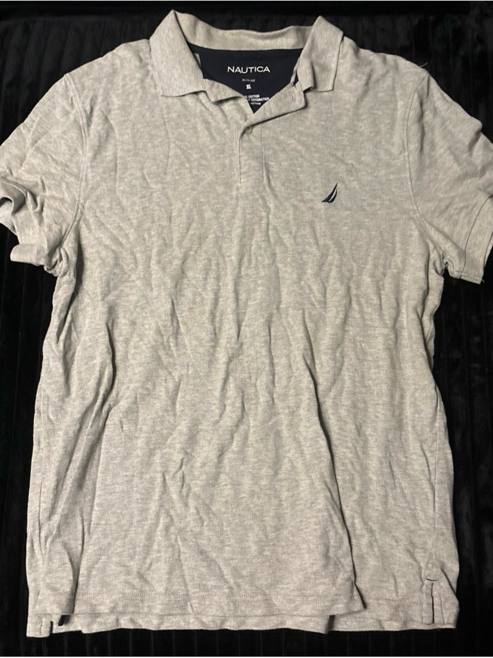 Nautica Light Gray Men's Polo with Embroidered Sail Logo